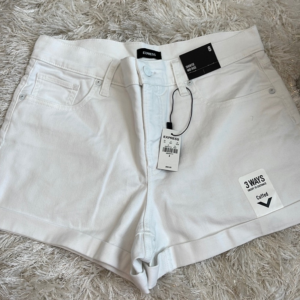 Express white jean shorts, size 8